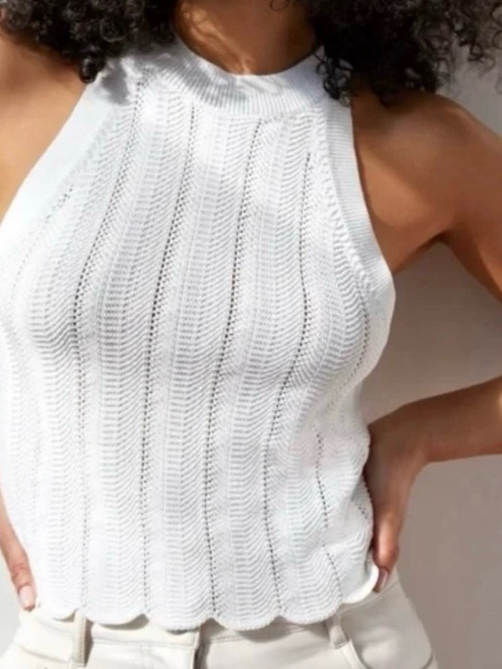 Aritzia White Knit Halter Shell Top